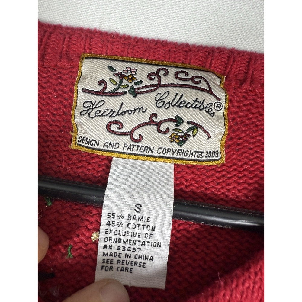 VTG Heirloom Collectable Christmas Sweater Women's Small Red Snowman Embellished - Picture 2 of 6